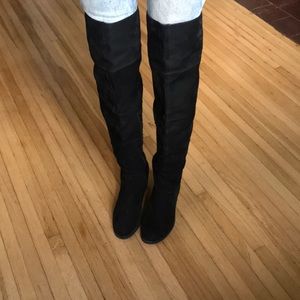 Black suede over the knee boots